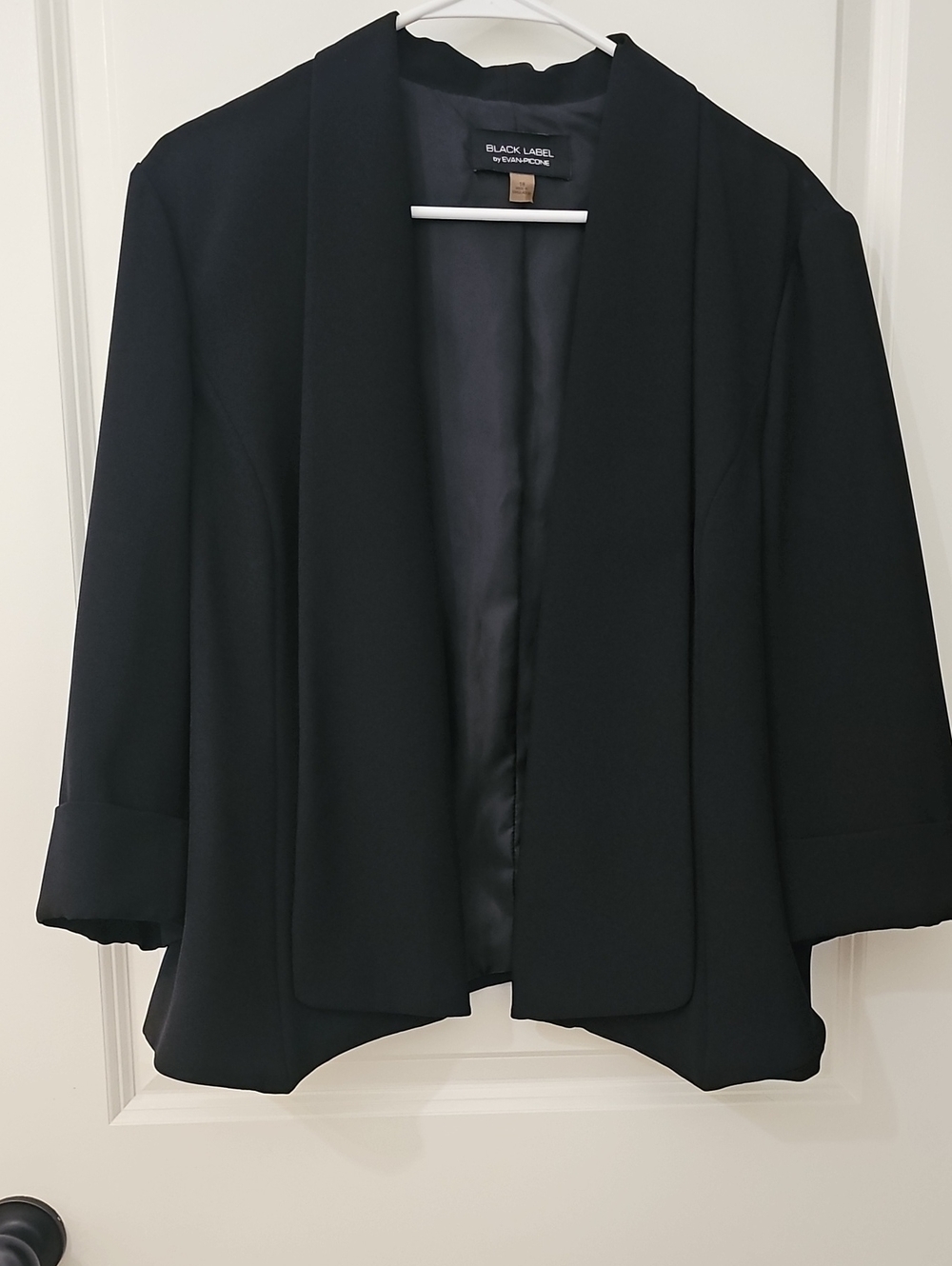 Black Label by Evan Picone Black Open-Front Women's Blazer